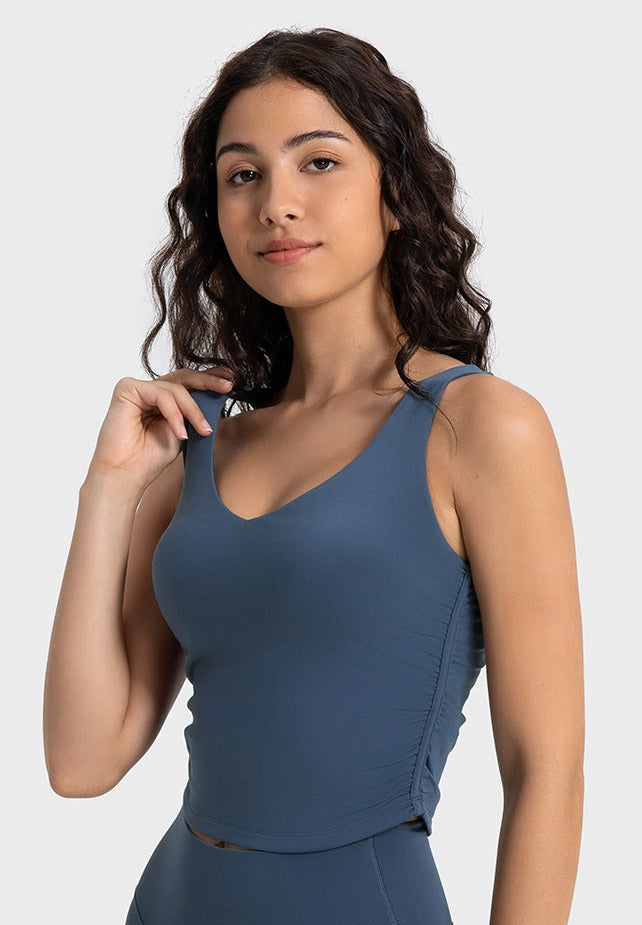 Top deportivo con soporte azul