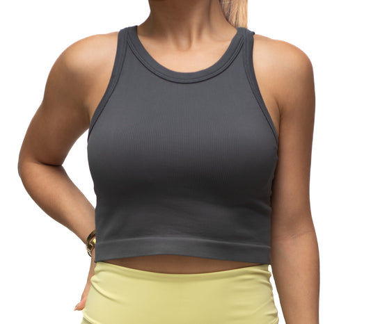 Top deportivo cuello alto gris