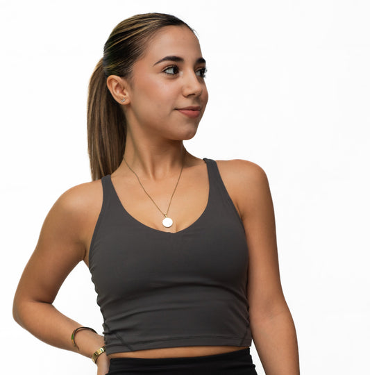 Bra deportivo línea larga gris oscuro